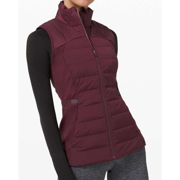 Lululemon Down For It All Vest Goose Down Burgundy Red Cassis sz 6 PRISTINE - Picture 10 of 10